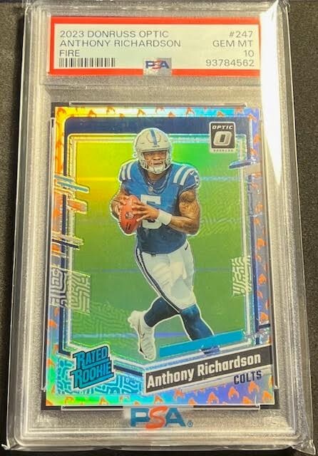 2023 Donruss Optic - Rated Rookie Fire Prizm #247 Anthony Richardson (RC) PSA 10