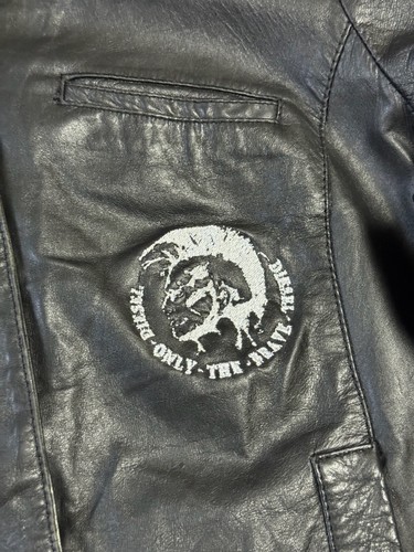 Vintage Diesel Leather Jacket Bomber Big Logo Avant-Garde Japanese Black Mens - Picture 10 of 24