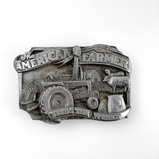 VINTAGE THE AMERICAN FARMER FEEDS THE WORLD BELT BUCKLE 1983 SISKIYOU BUCKLE CO