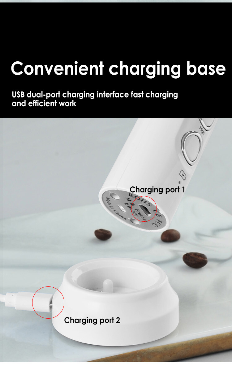 Milk Frother Handheld Double Whisk Foam Coffee Maker USB Rechargeable