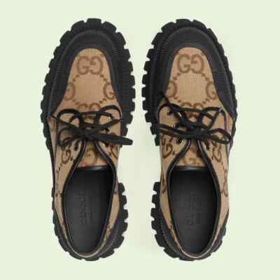 Gucci Z3402 Mens Ebony Maxi GG Supreme Canvas Lace-up Shoes Size