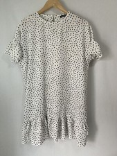 Boohoo Short Sleeve Polka Dot Smock Dress / Tunic Top - size 12 Ruffled