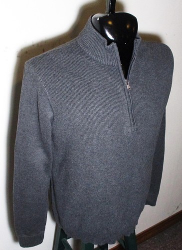 Men's MICHAEL KORS Gray Waffle Long Sleeve 1/2 Zip Sweater Size L - Picture 3 of 6