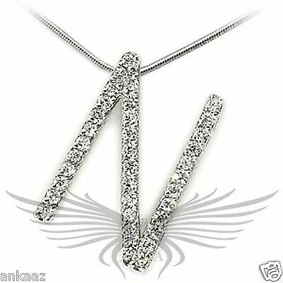 CHANEL Brilliant Grade AAA Cubic Zircon CZ Rhodium Plated Pendant Initial (N) 21625