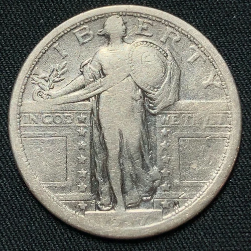 1917 Silver Standing Liberty Quarter Type1 Philadelphia Mint Very Good Condition
