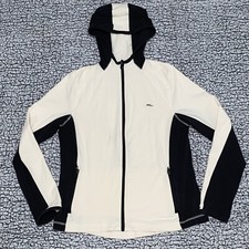 Ralph Lauren Active L-RL Hoodie Full Zip Sweatshirt Womens Large Black Cream