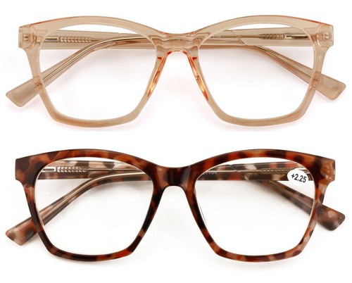 2 Paia Occhiali da Lettura Donna Grande Montatura Ottica Traslucida Lettore ZT104 - Foto 1 di 12