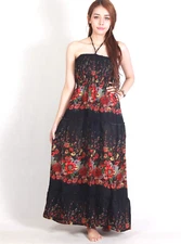 Size: S-XL Smocked Hippie Boho Halter Maxi Sundress Bohemian Backless No/2