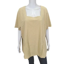 Antthony Design Originals Square Neck Trendy Designer Top 3X Plus Sz Beige Shirt