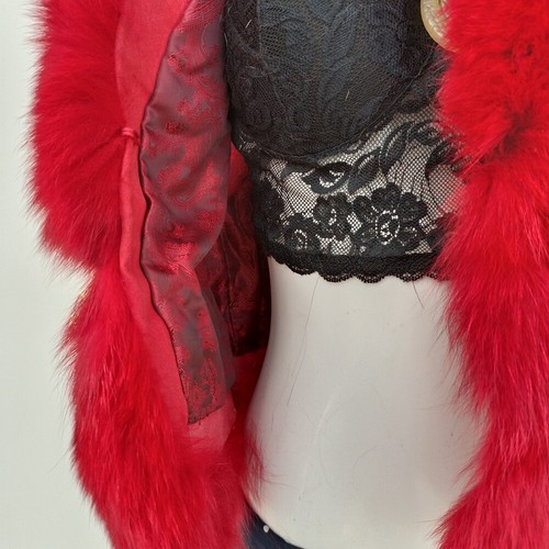 On Sales 100% Real Fox Fur Vest Red Sleeveless Coat - Length 50cm Bust 90cm - Picture 5 of 8