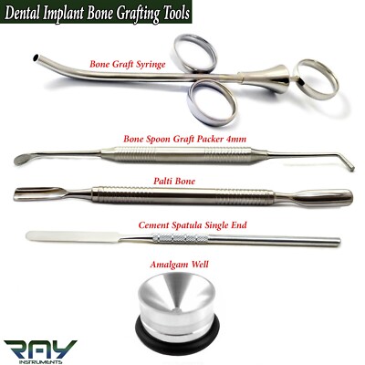Dental Implant Bone Grafting Instruments Syringe, Scoop Packer, Amalgam Well Pot