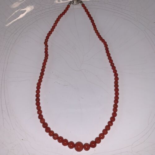 Vintage Italian Graduated Coral Necklace 20” Free… - image 1