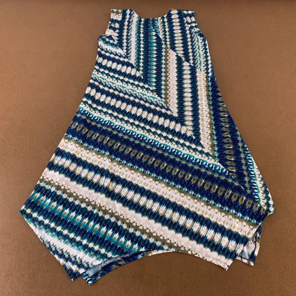 New Directions Women's Petite Small Striped Sleeveless Handkerchief Hem Dress - Image 3 of 4