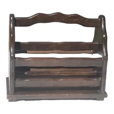 Vintage 1950s Hand Crafted Wooden Magazine Rack, No Nails & No Screws