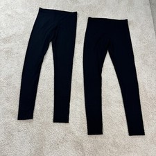 Felina Womans Leggings S 2 Pack Sueded Lightweight Black Wide Waistband NWOT