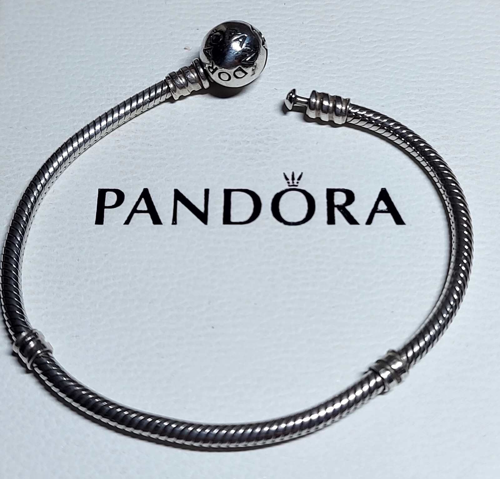 Genuine Pandora Silver Sparkling Heart Clasp Charm Bracelet S925 ALE 18