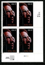 US 3936, 2005 37c ASHE, LR PBOF4, MNH (US558)