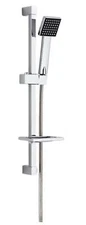 Shower Riser Chrome Square Slider Rail Bar Soap Dish Shower Handset Kit