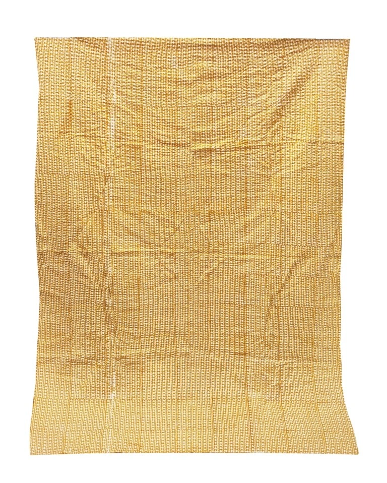 Indian Cotton Floral Art King Size Kantha Quilt Blanket Bedspread Handmade Throw - Image 3 of 4