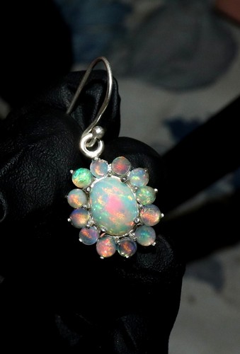 Natural Ethiopian fire opal Earrings in sterling silver beautiful gift for women - Picture 8 of 8
