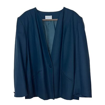 Pendleton Women s Vintage Virgin Wool Single Breasted Blazer Teal Blue 22W Plus 
