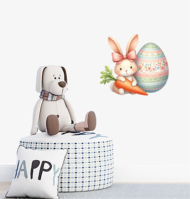 Wandbild Osterhase Hase Ei Karotte bunt Van Vinyl Aufkleber Abziehbilder a6961