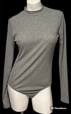 NWT JUNIOR'S NO BOUNDARIES RIB MOCK BODY SUIT GRAY SIZE XL 15-17