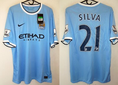 MANCHESTER CITY jersey 2013/14 #21 SILVA Premier League | eBay