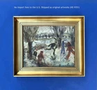 Kristian Frandsen ( 1902) The Ice Skaters c.1940 Oil on Panel Signed COA