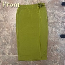 Bettina Sor Women’s Green Solid Knit Pull-On Pencil Midi Skirt Rosette M