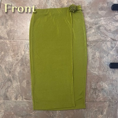 Bettina Sor Women s Green Solid Knit Pull-On Pencil Midi Skirt Rosette M