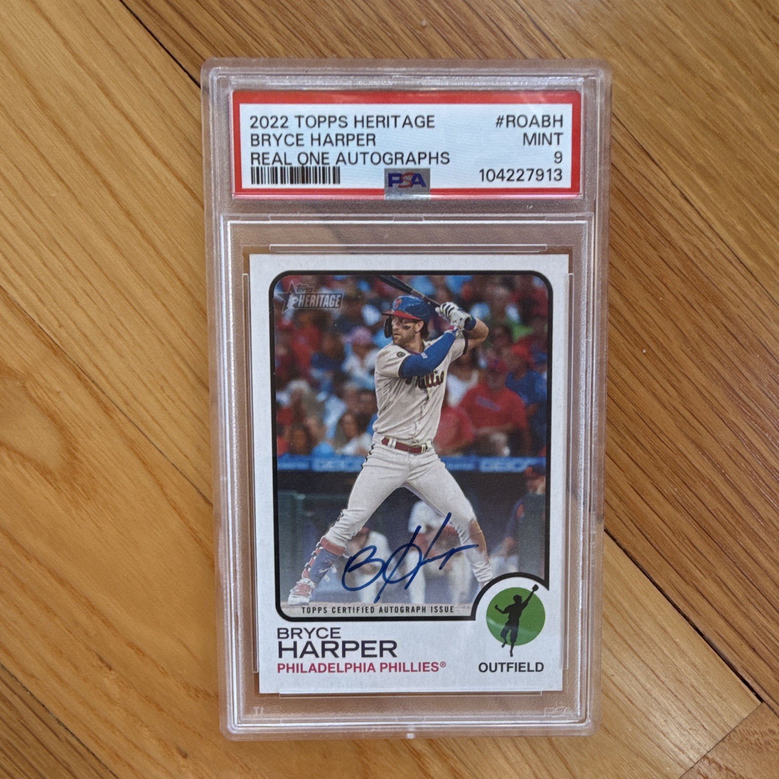 2022 Topps Heritage High Number - Real One Auto Bryce Harper #ROA-BH PSA 9 view 3
