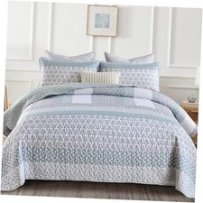 Green Quilt Size, Bohemian Stripe Quilt Sets 3 Pieces Boho Queen Light Green