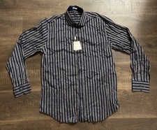 Bugatchi Uomo Shaped Fit XL Button Down Shirt Navy Striped New With Tags 149