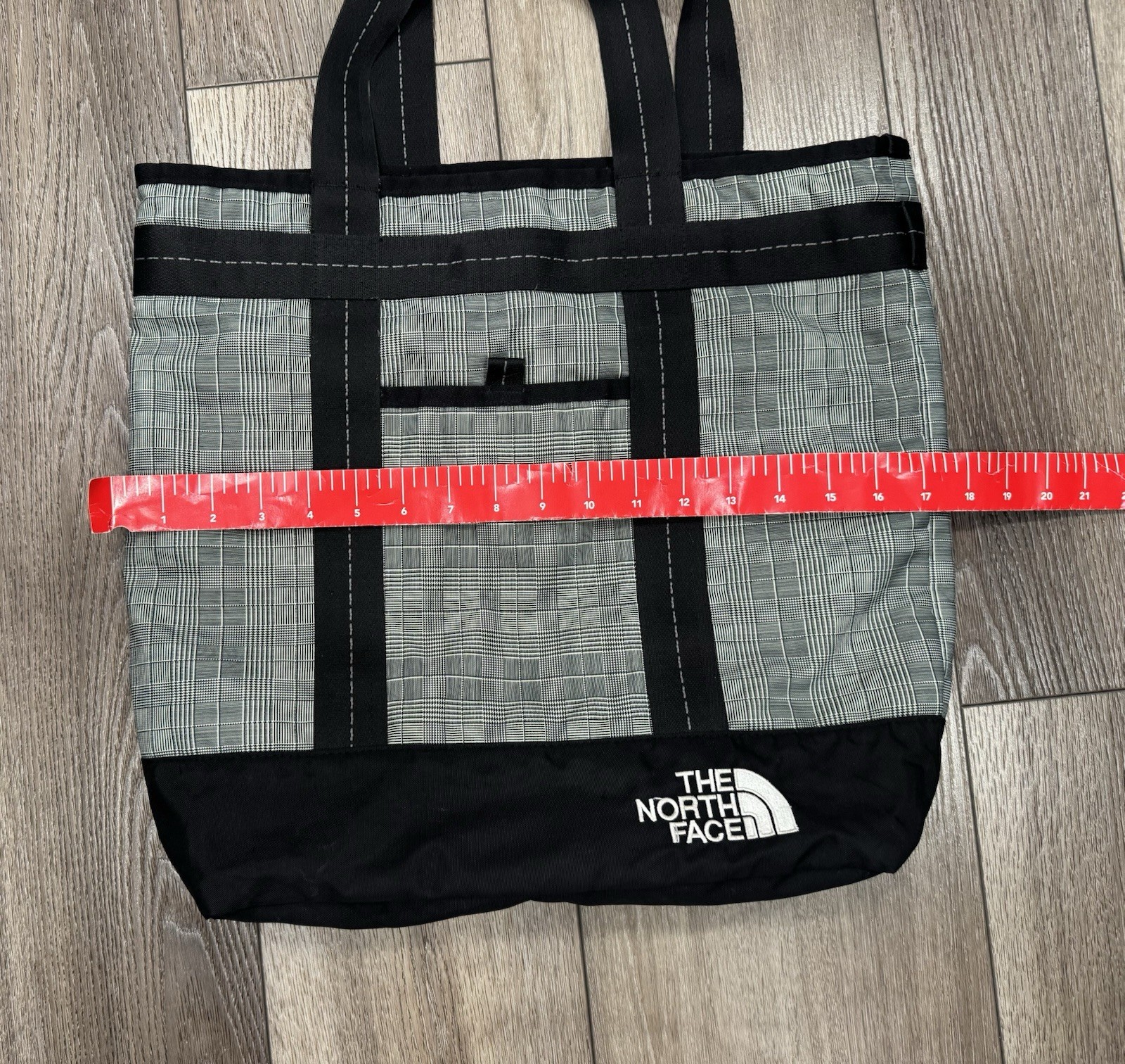 The North Face Plaid Tote Black Gray White Utility / Travel Bag thumbnail 7