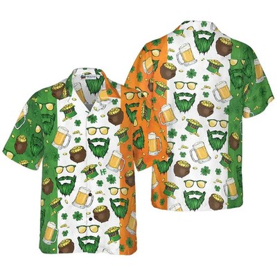 St Patrick's Day Irish Hawaiian Shirt Lucky Shamrock Green Party Gift