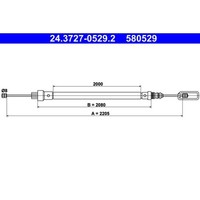 Seilzug Feststellbremse ATE 24.3727-0529.2 FüR Peugeot Fiat CitroëN Lancia 806