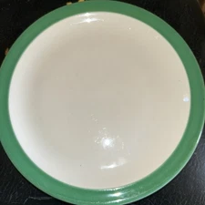 Vintage WALLACE China Plates Set of 4 Green Trim Restaurant Ware Los Angeles