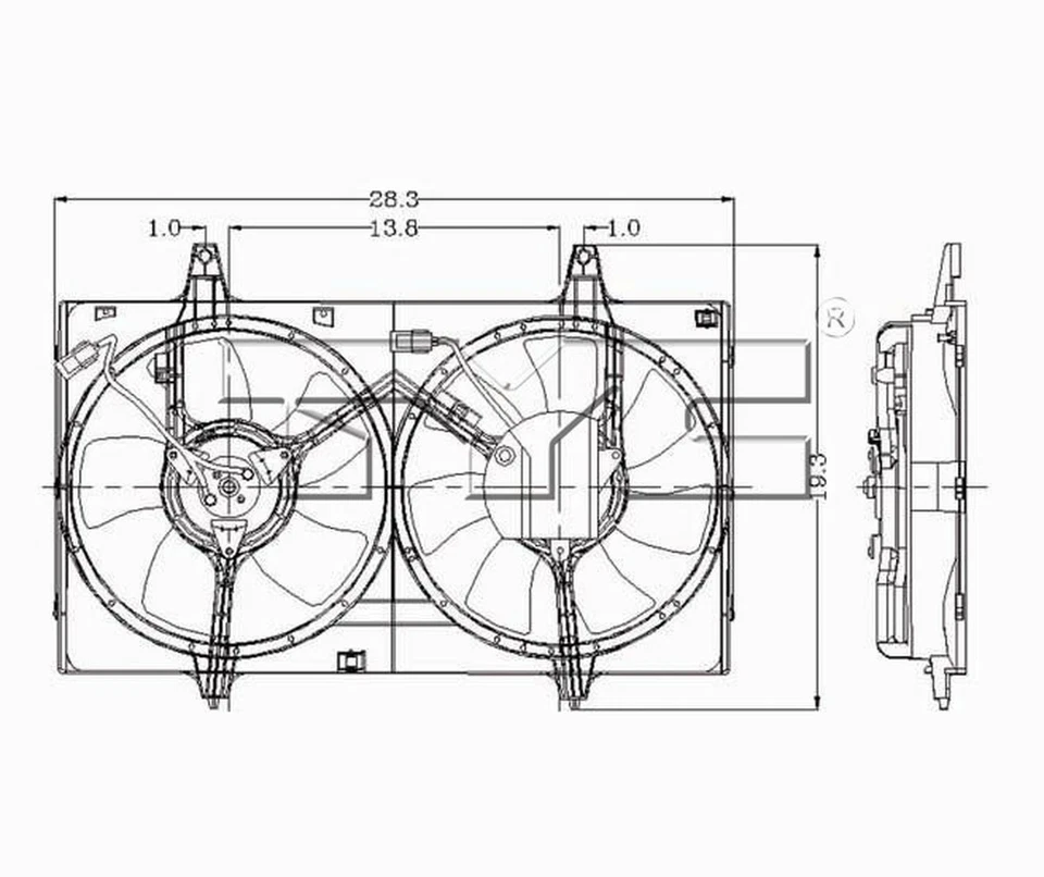 Conjunto de ventilador condensador y radiador doble TYC 620050 para Nissan Máxima 95-99 Foto 4 de 4