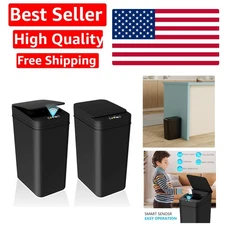 Elegant Automatic Trash Can Set, 2.6 Gallons with Waterproof Design - Black
