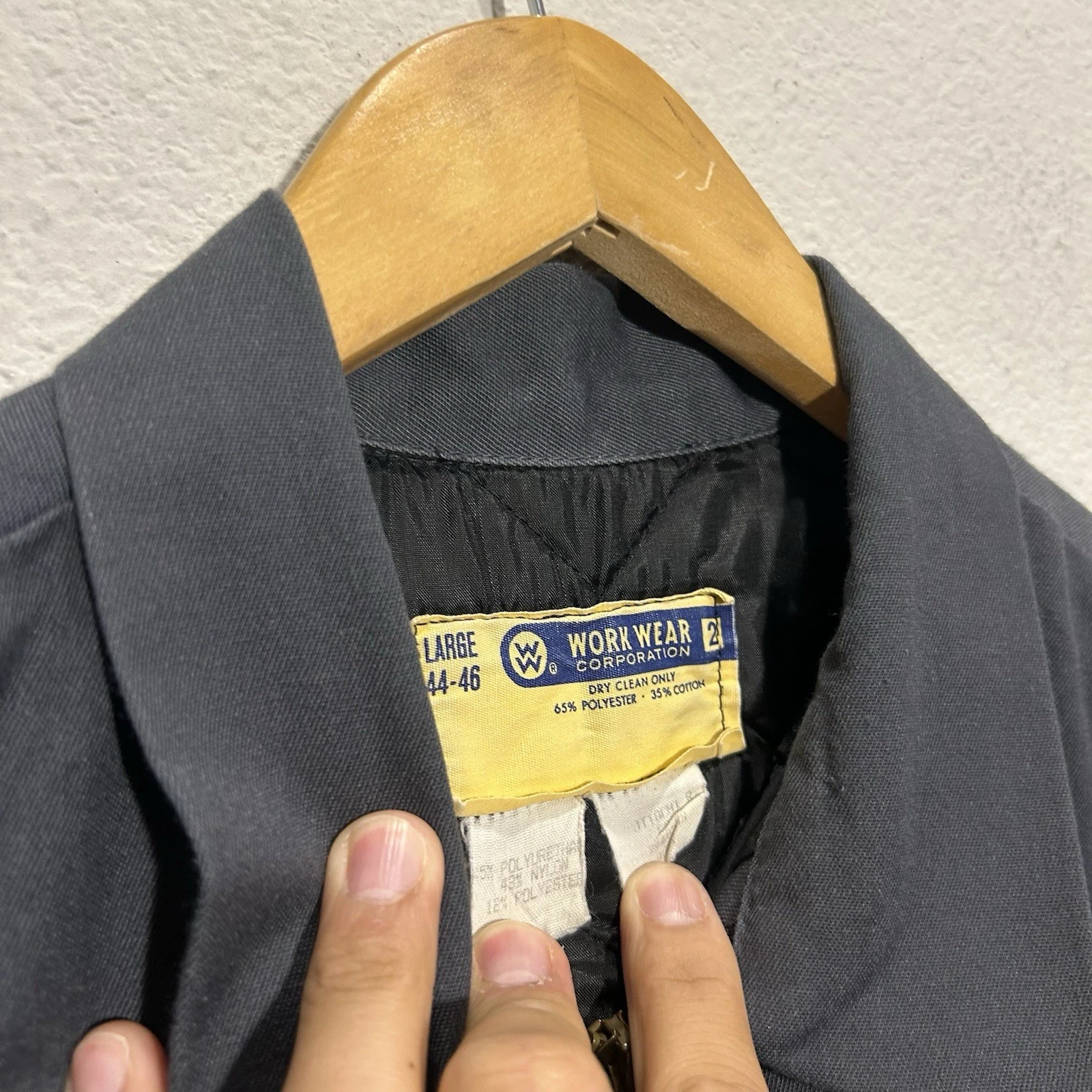 Vintage Work Wear Corporation Jacket Men's Large Gray Boxy Bomber 70s lined Zip - product detail image 3