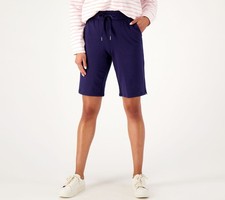 Denim  Co. Women's Shorts Sz M Active French Terry Pull-On Bermuda Blue A588141