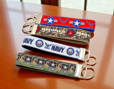 Army Keychain Marines Keychains Navy  Air Force Wristlet Key Fob Zipper Backpack