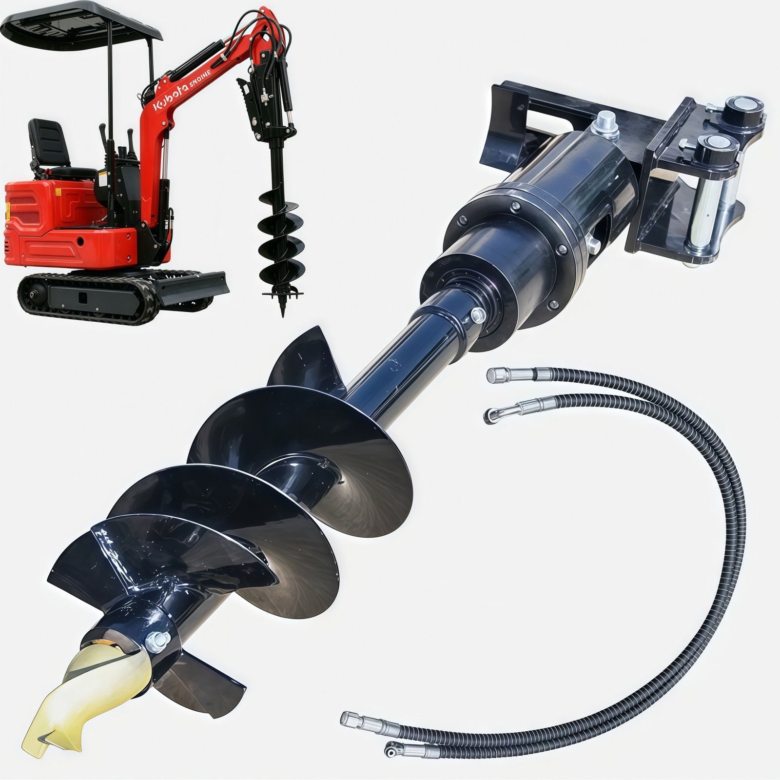 200mm Diameter Auger Drill For Mini Excavator Small Digger Attachments Free Ship