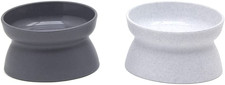 Elevated Cat Bowls Set of 2 , Whisker-Friendly Raised Cat Food  Water Dishes,