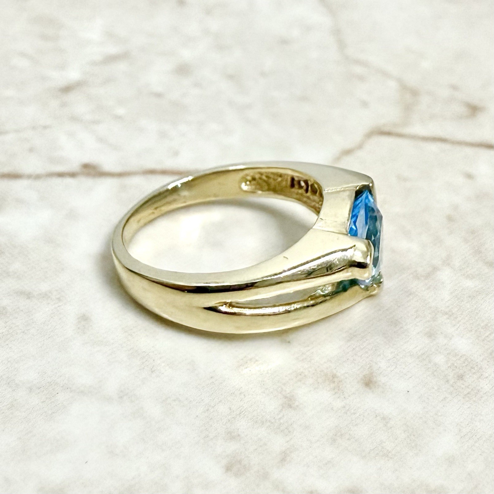 Solid 14K Gold Blue Topaz Ring - Solid 14K Yellow… - image 7