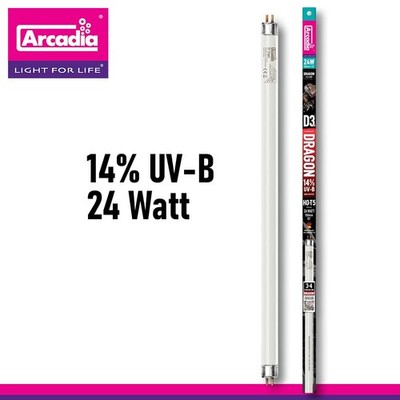 Arcadia Lampe T5 D3 Dragon 14% UV-B Terrarium Röhre UVB-Lampe 24 Watt 550 mm