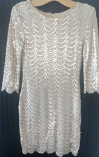 Women's TFNC London Gold Sequin  Fully Lined  Dress Fits Size 10/ M on Label