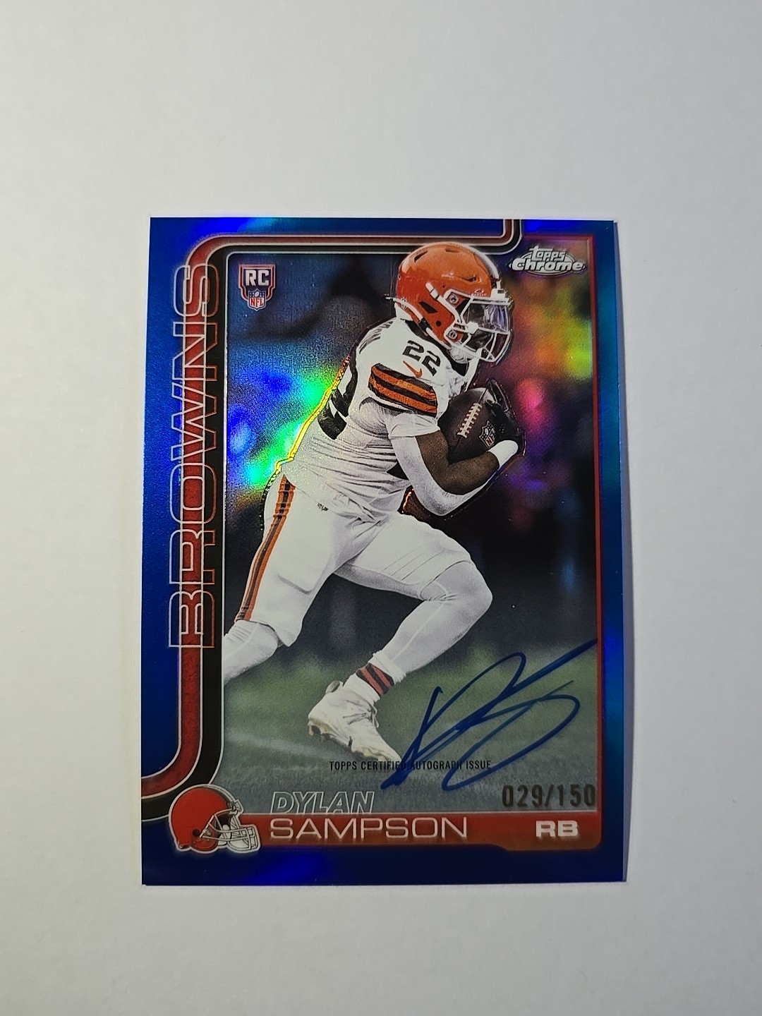 2025 Topps Chrome - Dylan Sampson #RA-DSA Blue Refractor /150 (AU, RC)