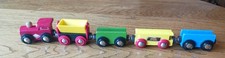 Vintage Brio Wooden Train. 1 Engine And 4 Cars.